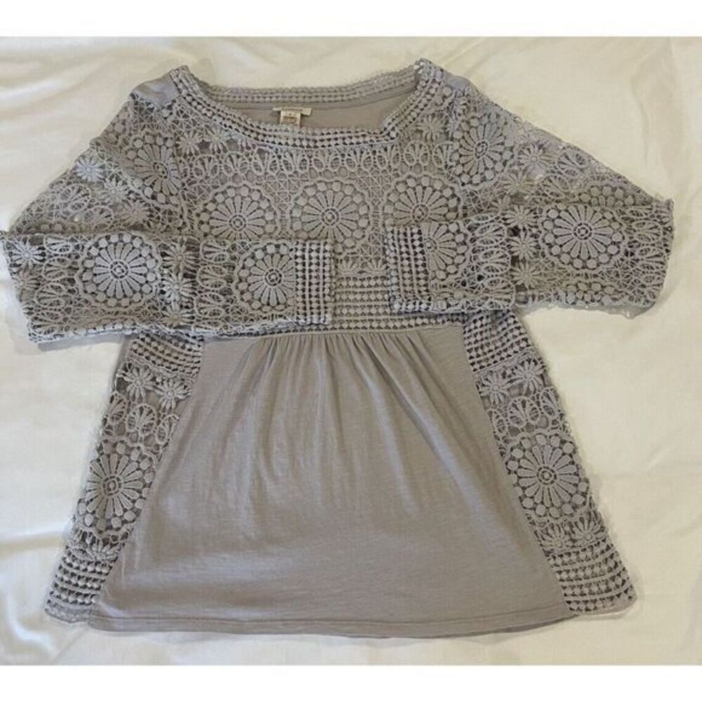 Sundance Nostalgic Nuance Crochet‎ Gray Top Size Small
